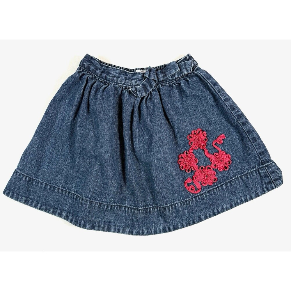 OSHKOSH B’GOSH Girls 6 Denim Skirt Embroidered Flower‎ Western Rodeo Y2K